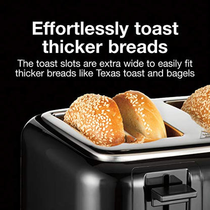 Proctor Silex 4 Slice Toaster with Extra Wide Slots for Bagels, Cool-Touch Walls, Shade Selector, Toast Boost, Auto Shut-off and Cancel Button, Black (24215PS)