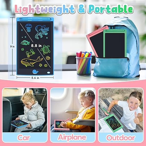 FLUESTON Toys LCD Writing Tablet Toddler,Toys for Boys Girls 3 4 5 6 7 8year,8.8 Inch 3pcs in 1 Pack Drawing Pad Toy Christmas Birthday Gifts for Kids,Drawing Tablet Doodle Board Cute Dinosaur Unicorn