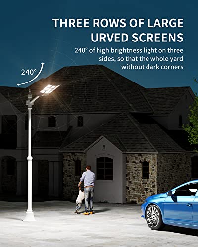 OKPRO Solar Street Lights Outdoor - 1000W Solar Parking Lot Lights, 7000K LED Solar Lights, Dusk to Dawn, Motion Sensor,IP66 Waterproof, Commercial Grade