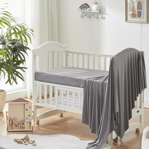 ELEMUSE Breathable Baby Crib Mattress, Cooling Sheet for Baby Night Sweats, Washable & Removable Waterproof Cover, CertiPUR-US Certified Firm Foam, Fits Standard Full-Size Infant & Toddler Bed, Gray