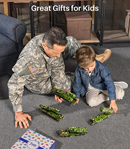 Geyiie Army Truck for Kids, Die Cast Military Toys Trucks Missile Launcher, Army Vehicles for Toddler Ages 3-8 Stocking Stuffers