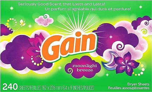 Gain Dryer Sheets Laundry Fabric Softener, Moonlight Breeze, 240 Count