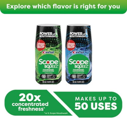 Crest Scope Squeez Mouthwash Concentrate, Original Mint Flavor, 50mL Bottle, Equal Uses up to 1L Bottle *vs 1L Scope Outlast Mouthwash, Squeez to Control The Strength