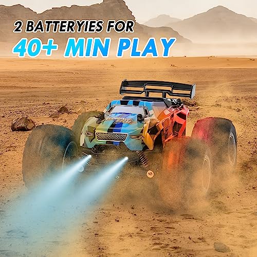 HENEROAR Remote Control Car, Remote Control Truck, 2.4Ghz All Terrain Off-Road Monster Truck, 20 KM/H Rc Cars with LED Bodylight and 2 Rechargeable Batteries Toys for Boys Age 4-7 8-12