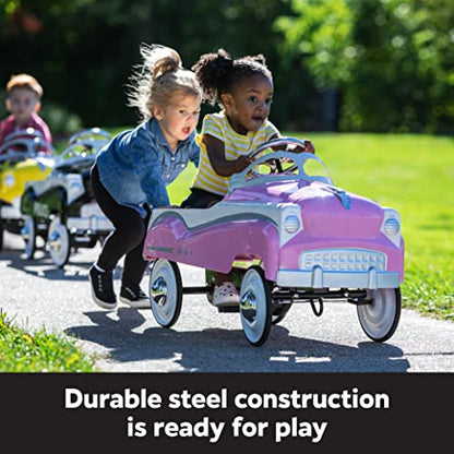Kid Trax Toddler Classic Pedal Car, Kids 3-5 Years Old, Max Weight 59 lbs, Durable Steel, Large, Pink