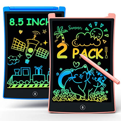bravokids 2 Pack LCD Writing Tablet with 4 Stylus, 8.5 inch Colorful Doodle Board Drawing Pad for Kids, Travel Games Activity Learning Toys, Birthday Gift for Age 3 4 5 6 7 8 Year Old Boys Girls