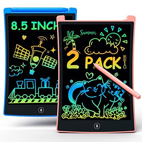 bravokids 2 Pack LCD Writing Tablet with 4 Stylus, 8.5 inch Colorful Doodle Board Drawing Pad for Kids, Travel Games Activity Learning Toys, Birthday Gift for Age 3 4 5 6 7 8 Year Old Boys Girls
