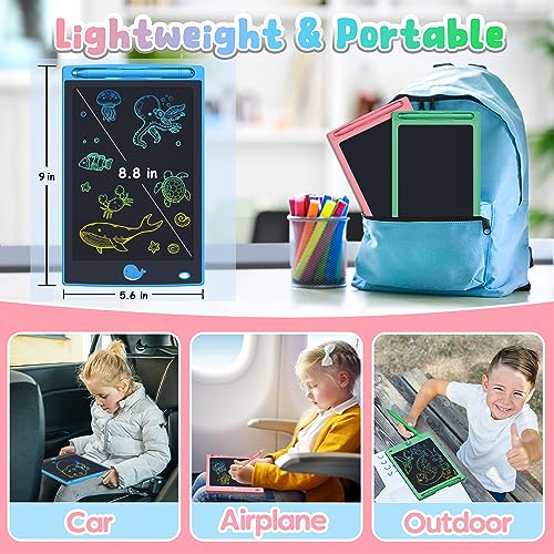 FLUESTON Toys LCD Writing Tablet Toddler,Toys for Boys Girls 3 4 5 6 7 8year,8.8 Inch 3 Pack Drawing Pad Toy Christmas Birthday Gifts for Kids,Drawing Tablet Doodle Board with Cute Dinosaur & Unicorn