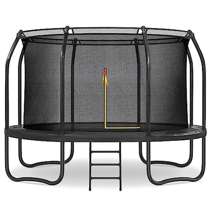 BCAN Trampoline 12FT Recreational Trampoline for Kids Family 480LBS Weight Capacity, ASTM Approved, Outdoor Trampoline with Enclosure Net, Jumping Exercise Fitness Heavy Duty Trampoline Matte Black