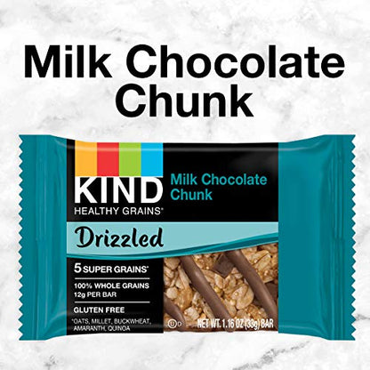 KIND Healthy Grains Bars Drizzled, Milk Chocolate Chunk, Gluten Free, 1.2 Oz, (8 Pack), 40Count