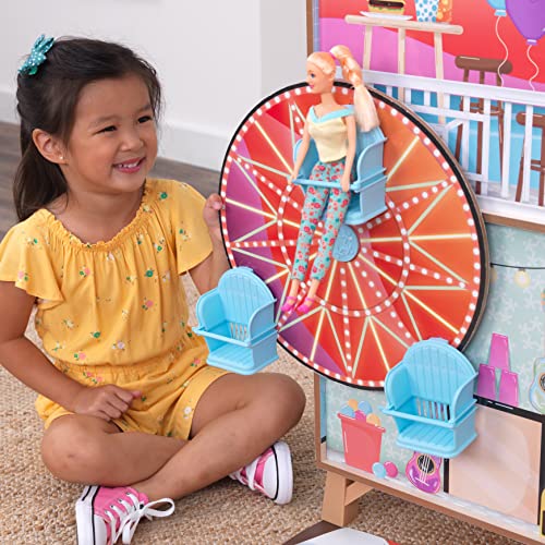 KidKraft Ferris Wheel Fun Beach House Wooden 360-Play Dollhouse with 19 Accessories and EZ Kraft Assembly™, Gift for Ages 3+