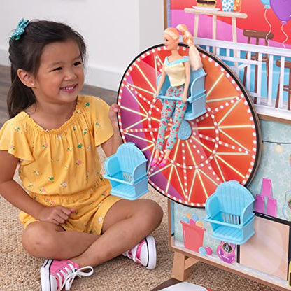 KidKraft Ferris Wheel Fun Beach House Wooden 360-Play Dollhouse with 19 Accessories and EZ Kraft Assembly™, Gift for Ages 3+