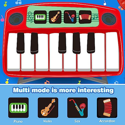 PECMPO Baby 2 in 1 Musical Mats-Piano Keyboard & Drum for Toddlers-Early Education Portable Touch Musical Play mat-Learning Toys Gifts for 1 2 3 4 5+ Ages Baby Girls Boys Toddler