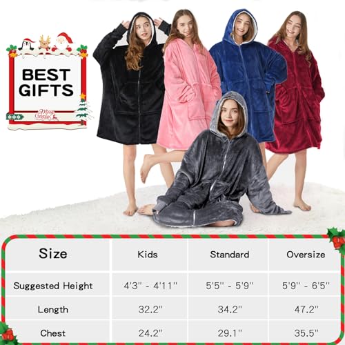 JOYWOO Wearable Blanket Hoodie, Oversized Hoodie Sweatshirt Blanket for Adults Women Men, Gift, Cozy and Fuzzy Sherpa Hoodie Blanket with Zipper and Giant Pocket
