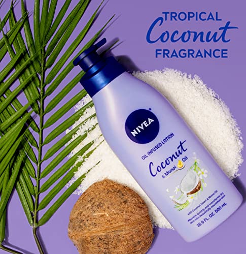 NIVEA Oil Infused Body Lotion, Coconut and Monoi Oil, Body Lotion for Dry Skin, 16.9 Fl Oz Pump Bottle