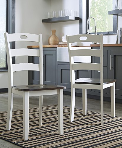 Signature Design by Ashley Woodanville 18" Cottage Ladderback Dining Chair, 2 Count, Cream & Brown