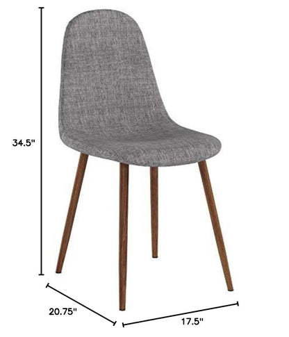 Christopher Knight Home Raina Mid-Century Modern Fabric Dining Chairs with Wood Finished Metal Legs, 2-Pcs Set, Light Grey / Dark Brown