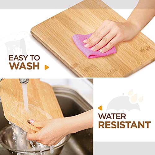 Bamboo Cutting Board Set of 4 - Kitchen Chopping Boards with Juice Groove for Meat, Cheese and Vegetables - Large Natural Wood Butcher Block, Cheese Board & Charcuterie Board