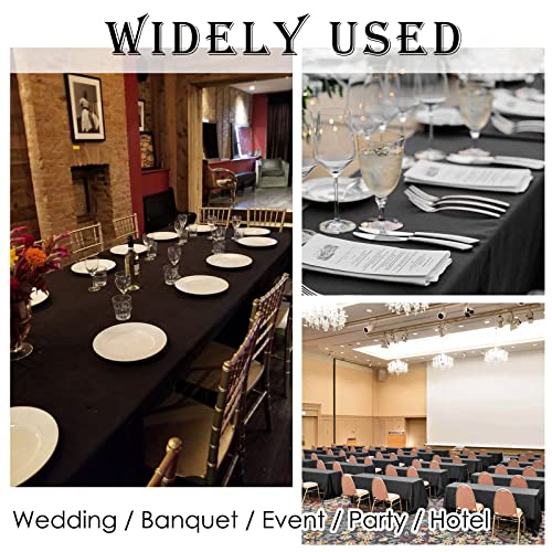 4 Pack 70 x 144 Inch Tablecloth, Black Polyester Tablecloth for 6 Ft Rectangle Tables,Stain and Wrinkle Resistant Washable Fabric Table Cloth for Wedding Party Dining Buffet Parties and Camping
