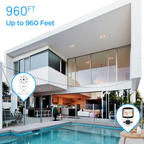 Video Baby Monitor with Digital Camera, ANMEATE Digital 2.4Ghz Wireless Video Monitor with Temperature Monitor, 960ft Transmission Range, 2-Way Talk, Night Vision, High Capacity Battery