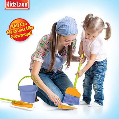 Kidzlane Kids Cleaning Set for Toddlers | Kids Broom Set for Kids for Play | Mop and Cleaning Toys Set | Kids Broom and mop Set for Toddlers | Cleaning Toys for Kids Ages 4-8 and Older