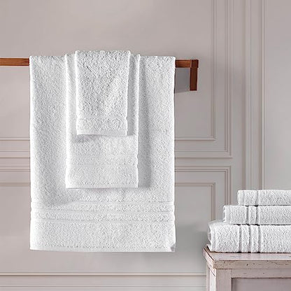Hammam Linen White Bath Towels Set 6-Piece Original Turkish Cotton Soft, Absorbent and Premium Towel for Bathroom and Kitchen 2 Bath Towels, 2 Hand Towels, 2 Washcloths