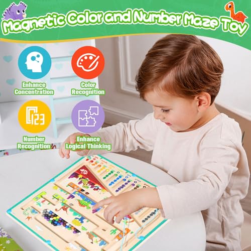 Lktvys Magnetic Activity Board, Educational Montessori Toy for 3+ Year Olds, Wooden Puzzle Game, Learning Counting and Matching Toy for Toddlers and Kids Boys Girls Preschoolers 3 4 5 Years Old