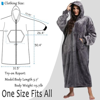 NIMOJIRO Wearable Blanket,Winter Oversized Blanket Hoodie With Huge Pockets Comfortable Soft And Fluffy for Adult Women Men…