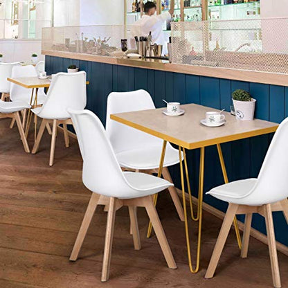 Yaheetech Chairs for Dining Room Dining Chairs DSW Chair Accent Shell Chair with Beech Wood Legs Modern Mid Century Eiffel Inspired Chair Dining Room Chairs Set of 4 Kitchen Chairs White,4Pcs