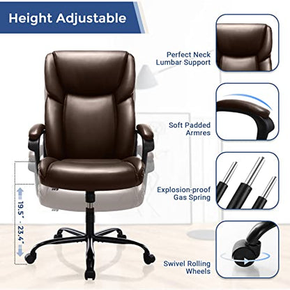 ZUNMOS PU Leather Office Chair, Brown