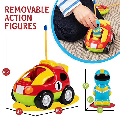 PREXTEX Toddler Remote Control Car, 2pk - Two Cartoon RC Cars: Police & Race Car - Toddler Toys - Gift Toys for 3+ Year Old Boys, 3 Year Old Boy Toys, Car Toys for 3 Year Old Boys