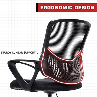 HOMEFLA Mid-Back Mesh Drafting Chair - Tall Office Chair with Armrest Standing Desk Chair Counter Height with Adjustable Foot Ring (Black)