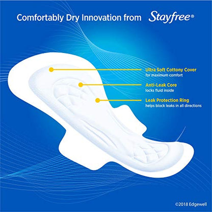 Stayfree Stayfree Ultra Thin Pads, Overnight With Wings, 14 Count (Pack of 8)
