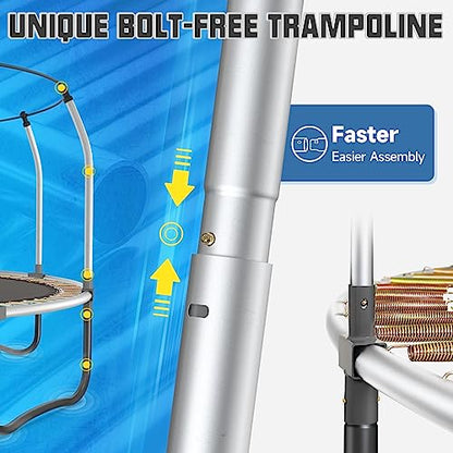 BCAN Trampoline 12FT Recreational Trampoline for Kids Family 480LBS Weight Capacity, ASTM Approved, Outdoor Trampoline with Enclosure Net, Jumping Exercise Fitness Heavy Duty Trampoline Matte Black