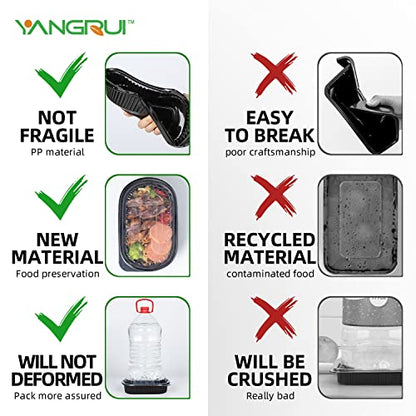 YANGRUI Take Out Containers, Shrink Wrap 45 Pack 26 oz Reusable Machine Washable Extra Thick BPA Free Meal Prep Container Microwave Freezer Safe Leak Proof To Go Containers