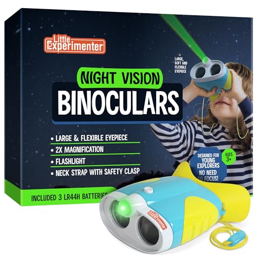 Binoculars for Kids and Toddlers - Toys Binocular with Night Vision Light and Face Comfort Rubber Gift Ideas, Stocking Stuffer Gifts for Boys & Girls Ages 3 4 5 6 7 8 9 10-12+ Year Old