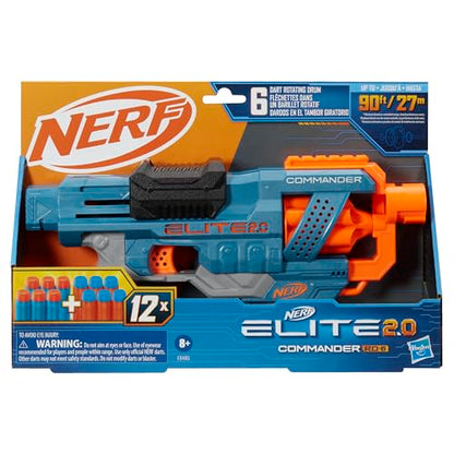 Nerf Elite 2.0 Commander RD-6 Dart Blaster, 12 Darts, 6-Dart Rotating Drum, Outdoor Toys, Great Holiday for Kids, Ages 8 and Up