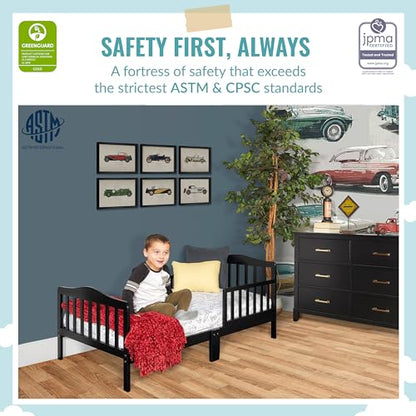 Dream On Me Classic Design Toddler Bed in Black, Greenguard Gold Certified
