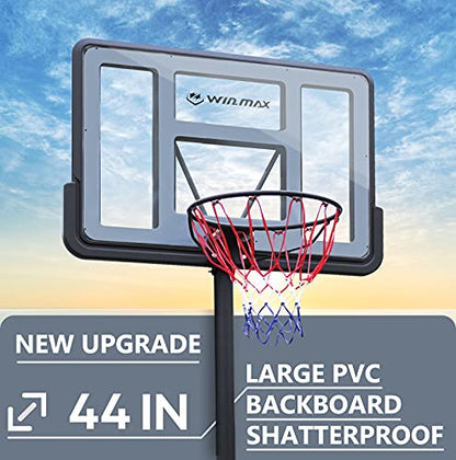 WIN.MAX Portable Basketball Hoop Goal System 4.8-10ft Adjustable 44in Backboard for Kids/Adults Indoor Outdoor