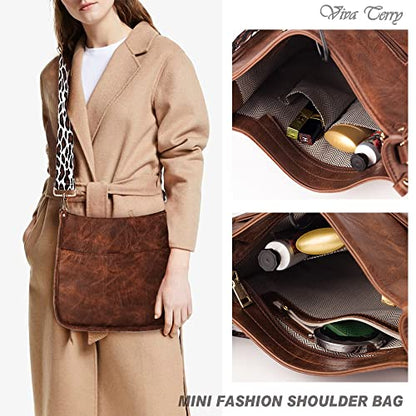 Viva Terry Vegan Leather Crossbody Fashion Shoulder Bag Purse with Adjustable Strap (Coffee)