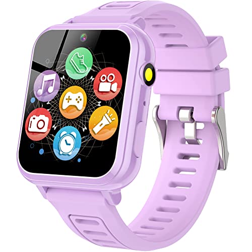 Smart Watch for Kids with 24 Puzzle Games 1.44" HD Touchscreen Camera Video Music Player Pedometer Alarm Clock Calculator Torch Sport Band Educational Learning Toys Gifts for Age 3-12 Boy Girl (Pink)