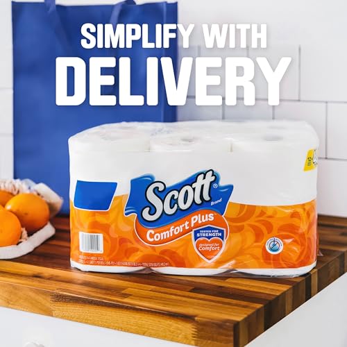 Scott ComfortPlus Toilet Paper, 12 Double Rolls, 231 Sheets per Roll, Septic-Safe, 1-Ply Toilet Tissue