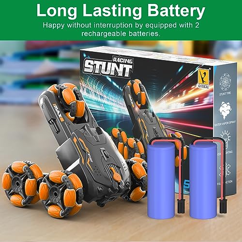 RC Car for Boys|Girls, RC Stunt Car with A Key Deformation&Memory Running, Double Sided Flip Stunt car,360 Rotating 2.4Ghz Indoor/Outdoor All Terrain Electric Toy Cars Gifts