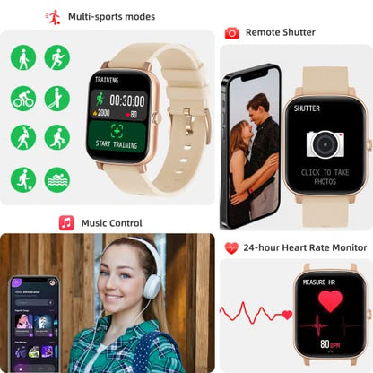 Smart Watch with Call Receive/Dial for Android Phones and iPhone Compatible,Waterproof Fitness Watch with Heart Rate SpO2 Sleep Tracker Voice Control Sport Smartwatch for Women Men