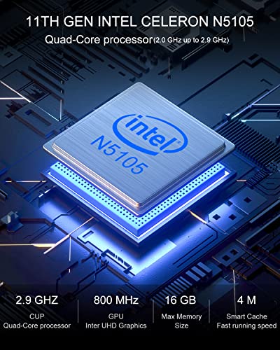 KAMRUI Upgraded AK1 PRO Mini PC Windows 11 Pro,Intel 11th Gen N5105(up to 2.9GHz,16GB RAM/512GB M.2 SSD,4K UHD,2.5 inch SSD（up to 2TB,2.4G/ 5.0G WiFi,Super Powerful Office/Business Education