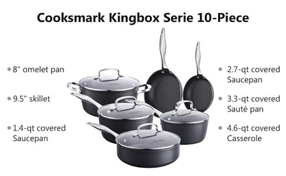 All in One Pan 10-Piece Pots and Pans Nonstick Hard-Anodized Non Toxic Cookware Set, Aluminum kitchen set pots and pans,Dishwasher Suitable, Black