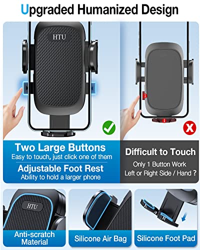 HTU 𝟮𝟬𝟮𝟯 𝐔𝐩𝐠𝐫𝐚𝐝𝐞𝐝 Cell Phone Holder for Car【Powerful Suction Cup Never Fall】 Universal Car Phone Holder Mount for Dashboard Windshield Air Vent Long Arm Cell Phone Car Mount Thick Case