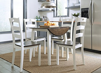 Signature Design by Ashley Woodanville 18" Cottage Ladderback Dining Chair, 2 Count, Cream & Brown