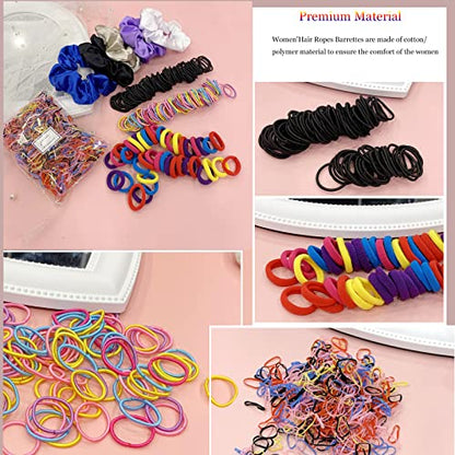 YANRONG Ponytail Holders and Scrunchies For Girls and Women, Traceless Elastic Ropes and Rubber Bands For Hair, Baby and Kids (2155PCS) Mix