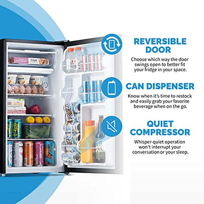 NewAir 3.3 Cu. Ft. Compact Mini Refrigerator with Freezer, Can Dispenser and Energy Star, Perfect for Dorm Rooms, Bedrooms, Home Offices, and RV Vans